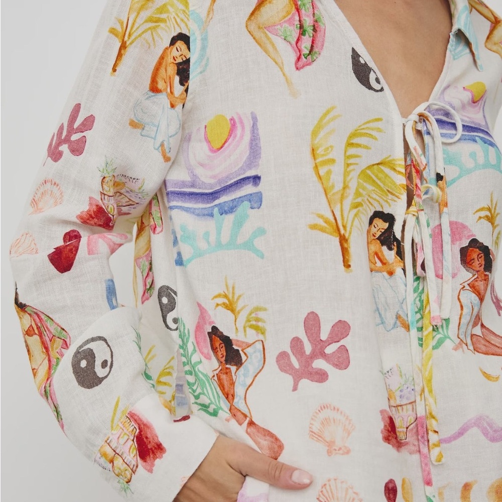 Rails Multicolor Printed Blouse Elm Shirt in Ivory Bathing Ladies🫣 - Picture 11 of 17